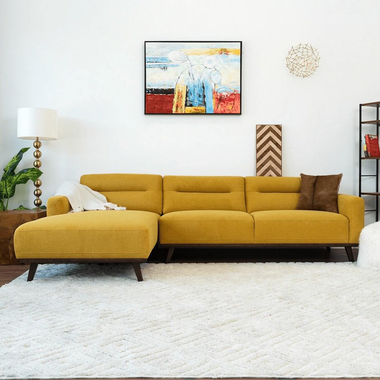 Ella Yellow L-Shape Sectional Chaise Sofa 109