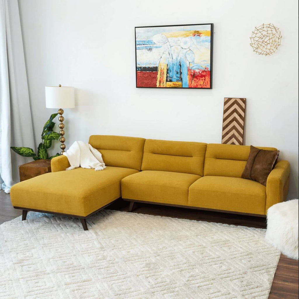 Ella Yellow L-Shape Sectional Chaise Sofa 109