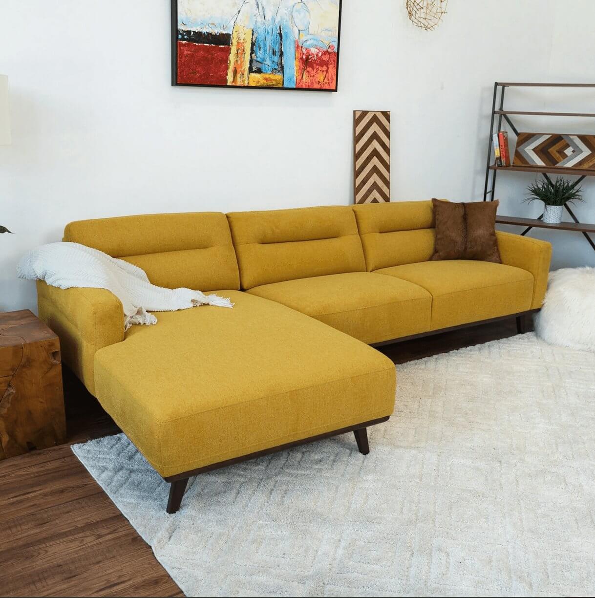 Ella Yellow L-Shape Sectional Chaise Sofa 109