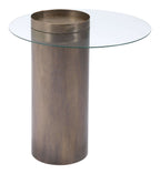 Emi Round Glass Top Bronze Base Accent Table 24