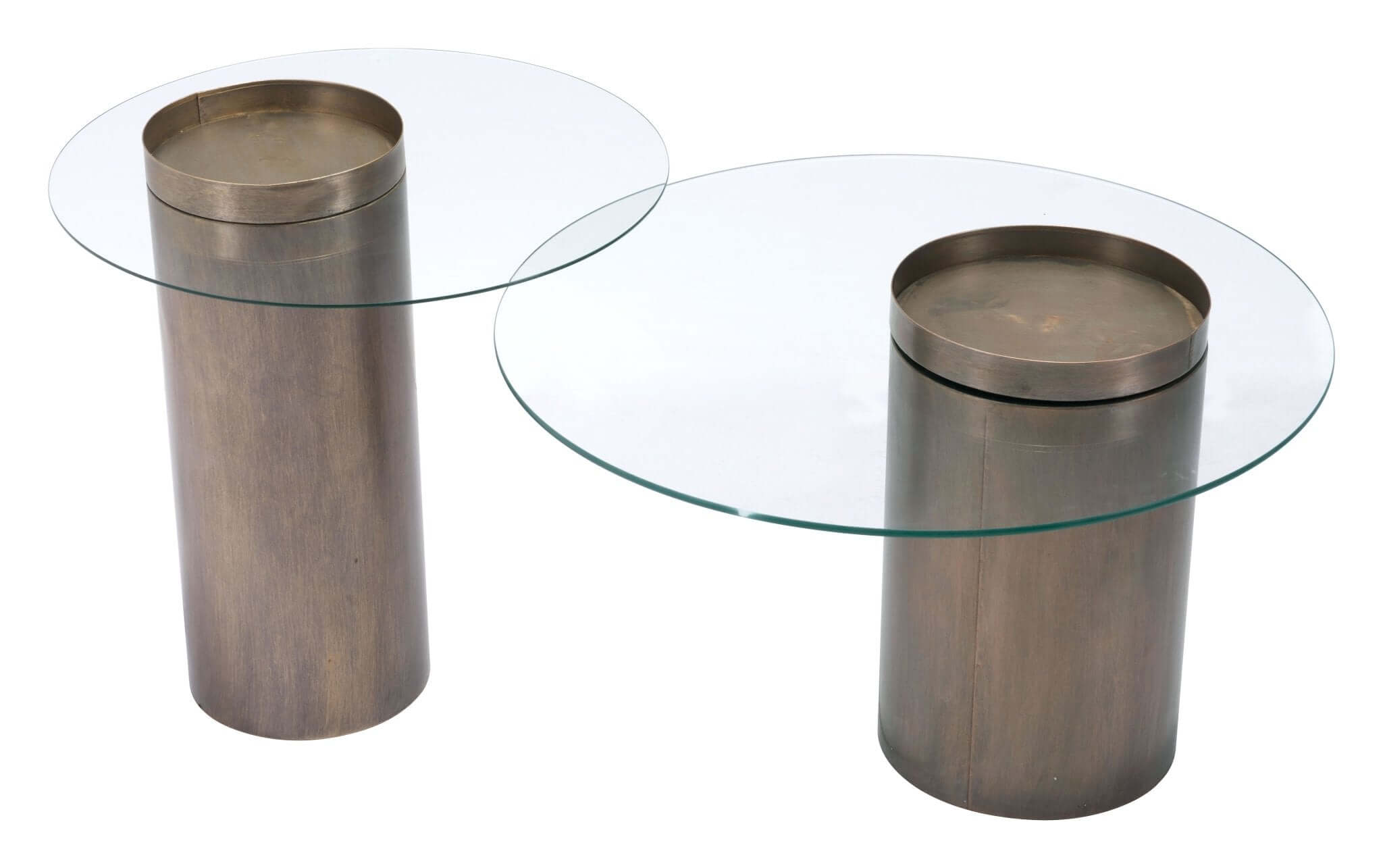 Emi Round Glass Top Bronze Base Accent Table 24