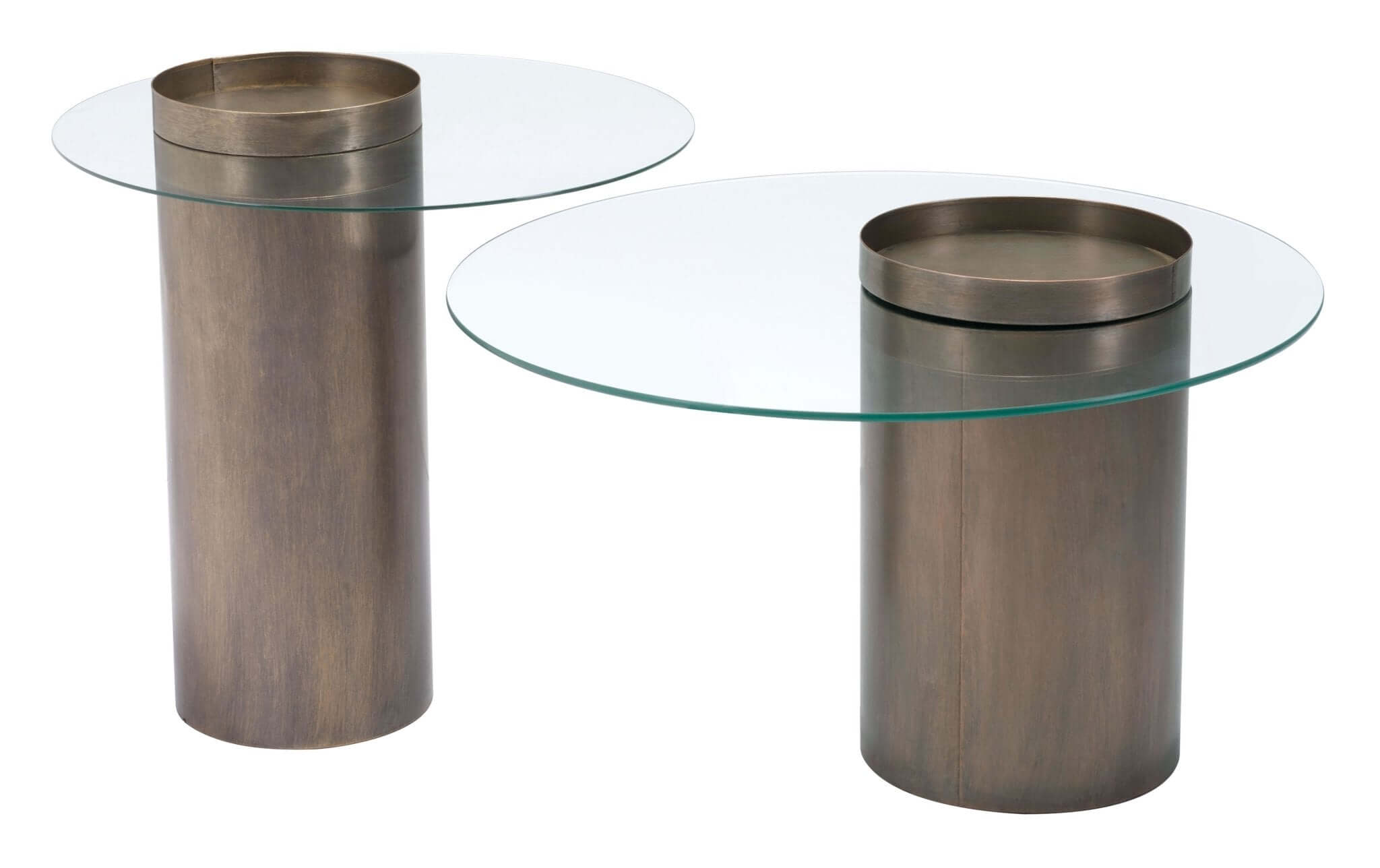 Emi Round Glass Top Bronze Base Accent Table 24