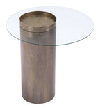 Emi Round Glass Top Bronze Base Accent Table 24