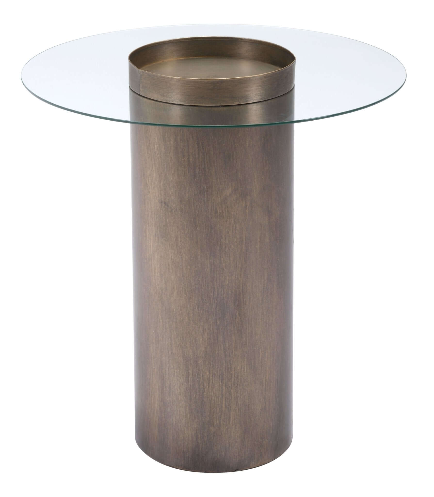 Emi Round Glass Top Bronze Base Accent Table 24