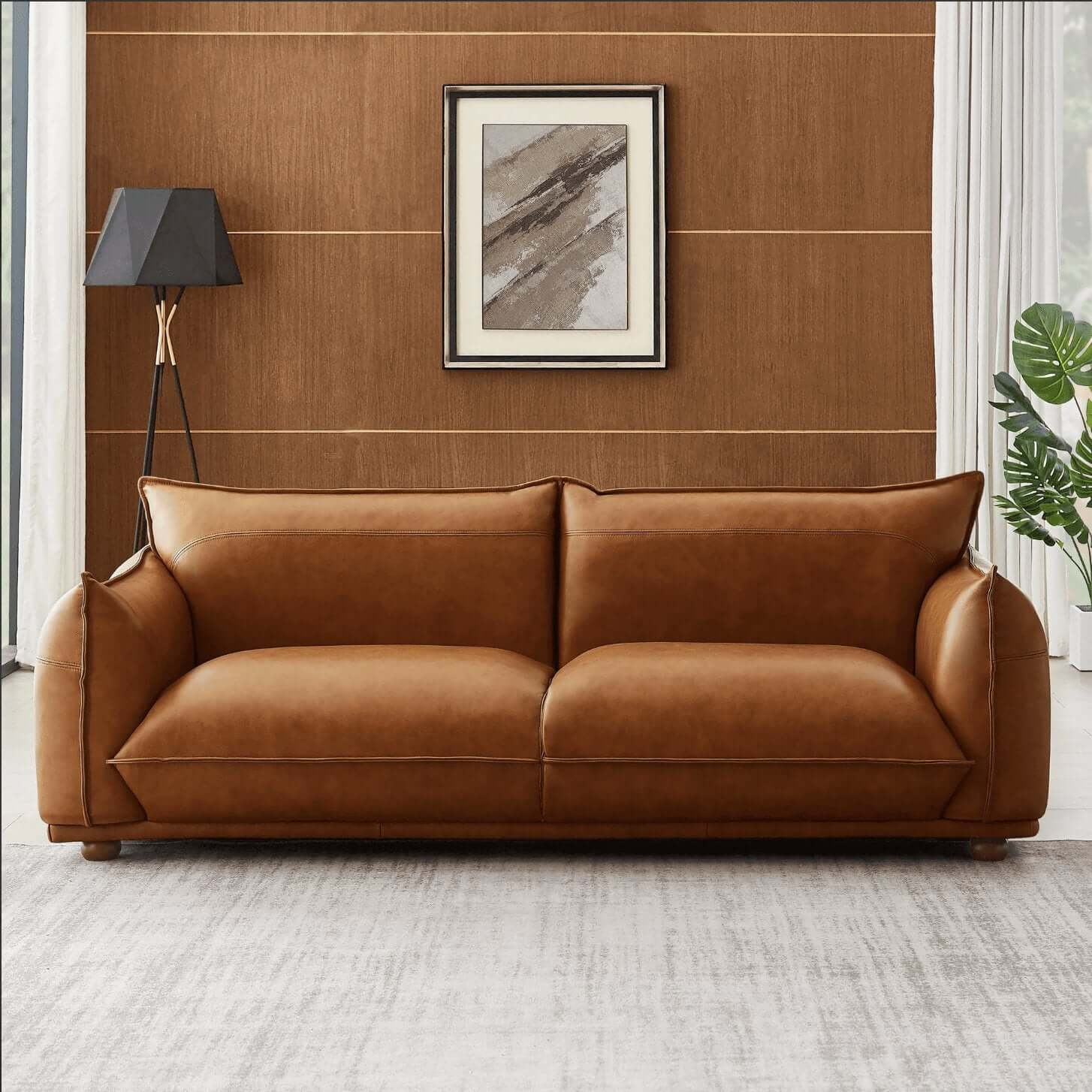 Emma Modern Boho Genuine Leather Sofa 89 (3 Colors)