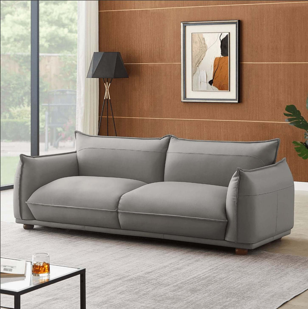 Emma Modern Boho Genuine Leather Sofa 89 (3 Colors)