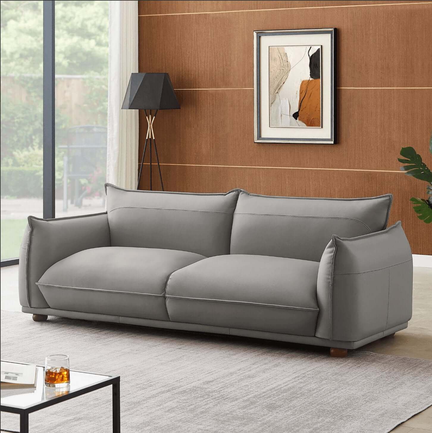 Emma Modern Boho Genuine Leather Sofa 89 (3 Colors)