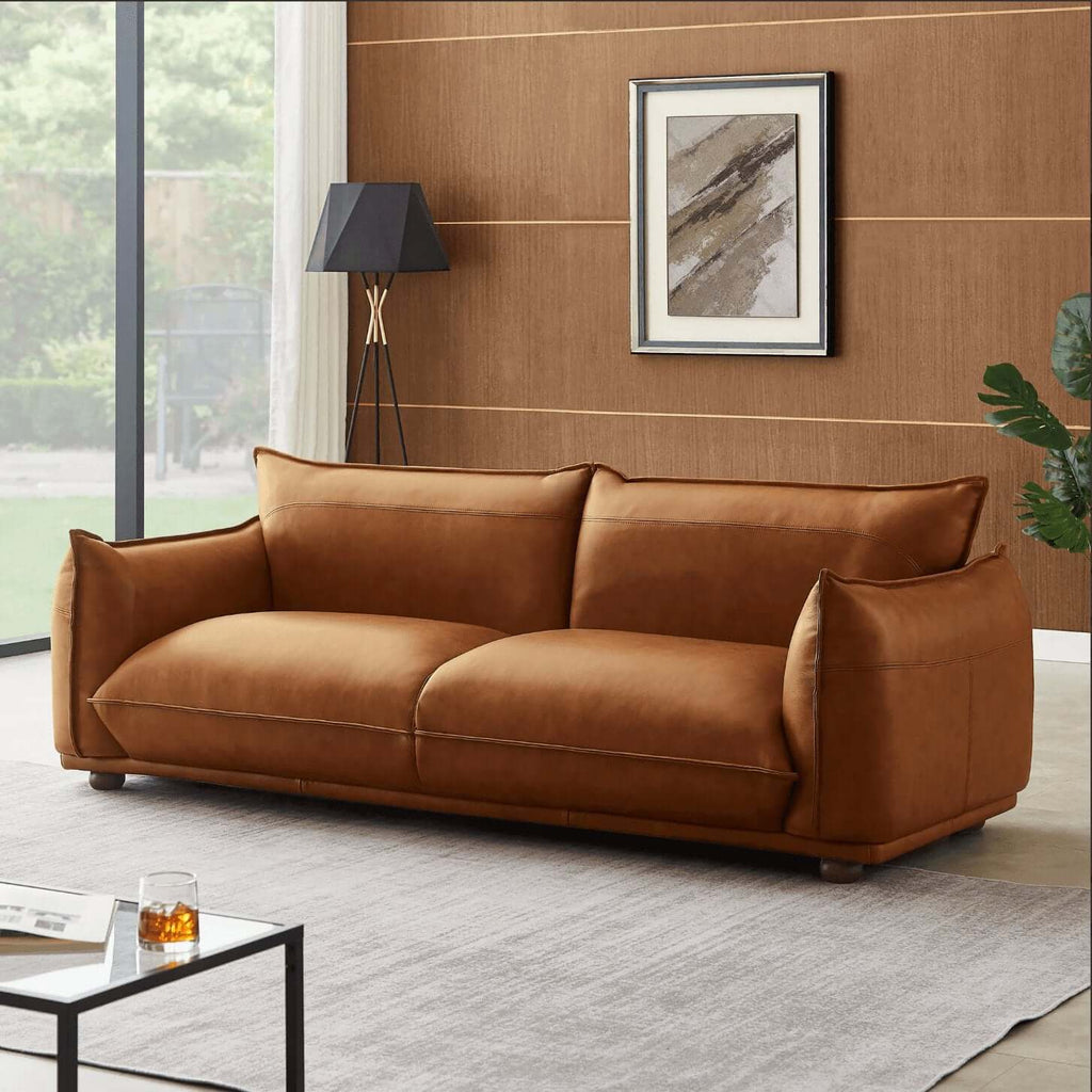 Emma Modern Boho Genuine Leather Sofa 89 (3 Colors)