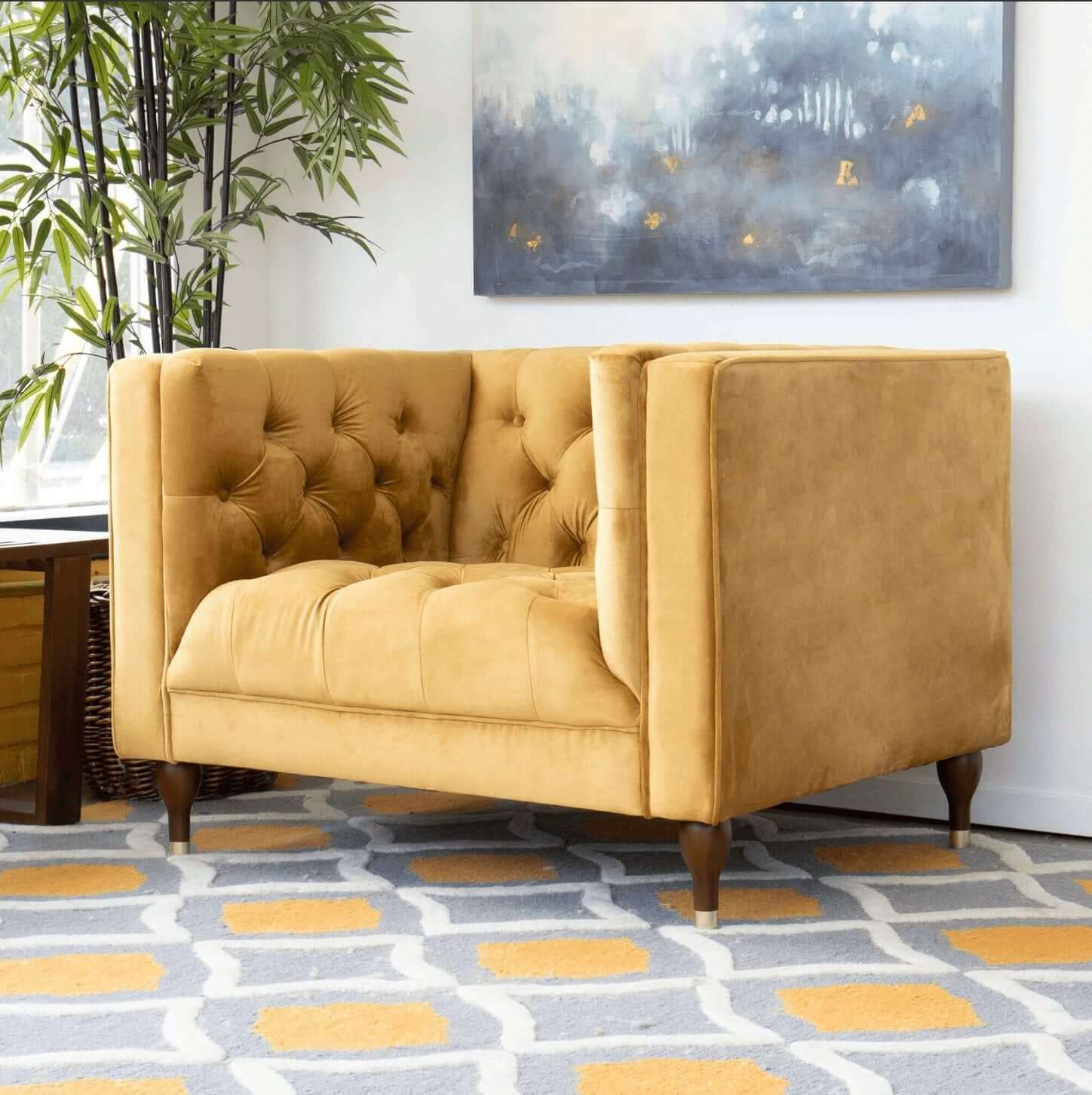 Evelyn Mid-Century Tufted Velvet Lounge Chair 42