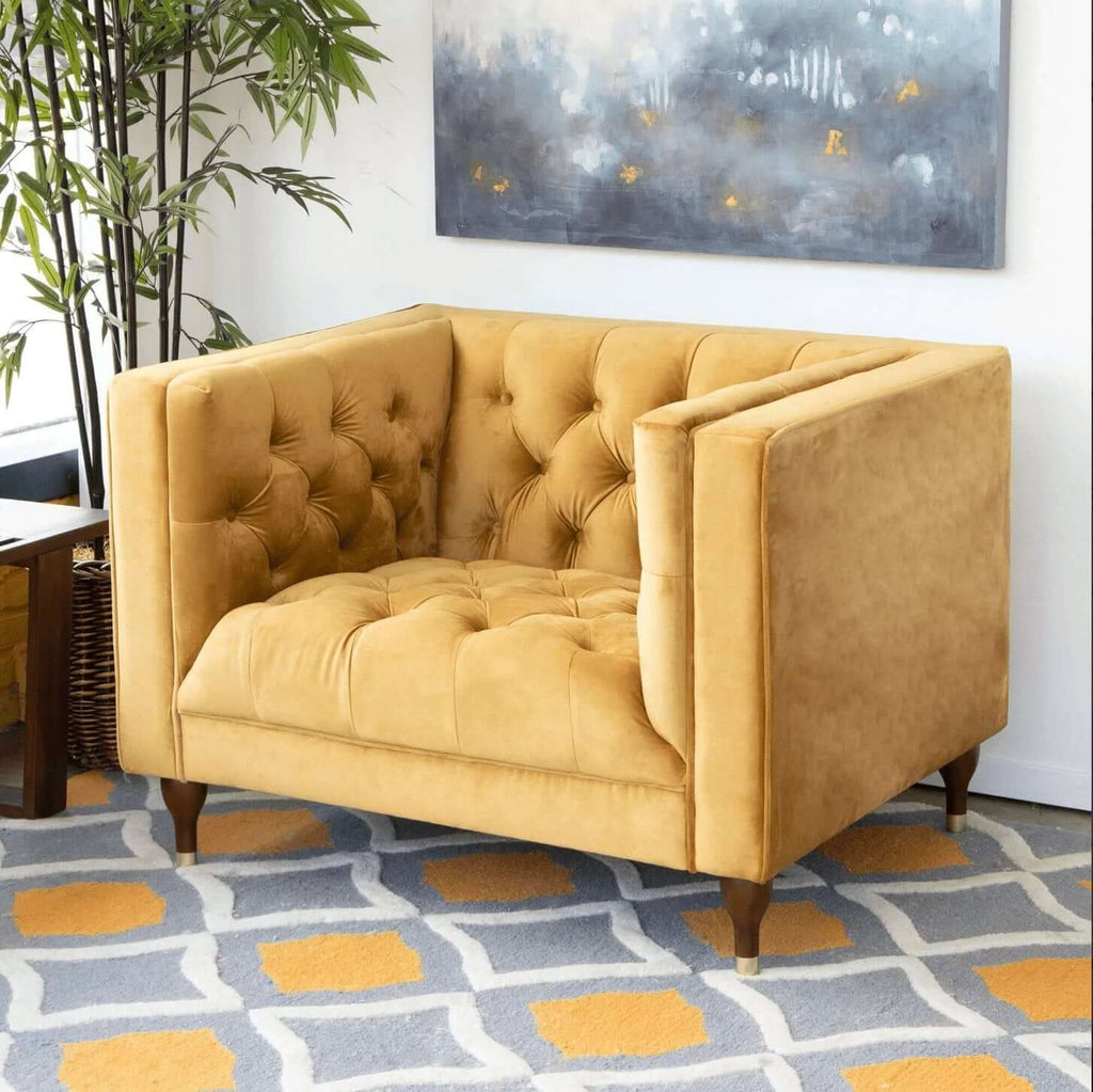 Evelyn Mid-Century Tufted Velvet Lounge Chair 42