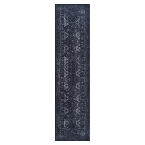 Black and Gray Washable Rectangular Area Rug (Various Sizes)