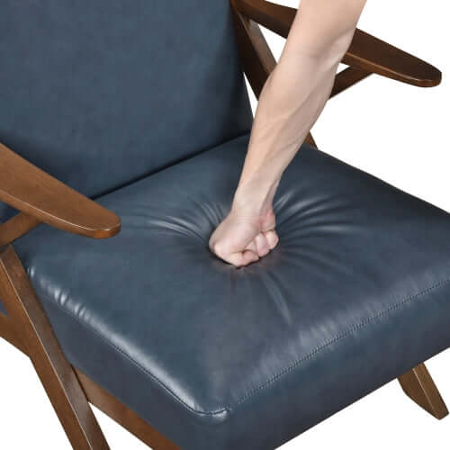 Brown Faux Leather MCM Hard Wood Frame Armchair (2 Color Options)