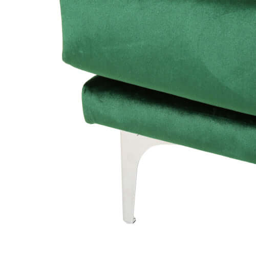 Emerald Green Velvet Deco Modular 2-Piece Sofa 111W