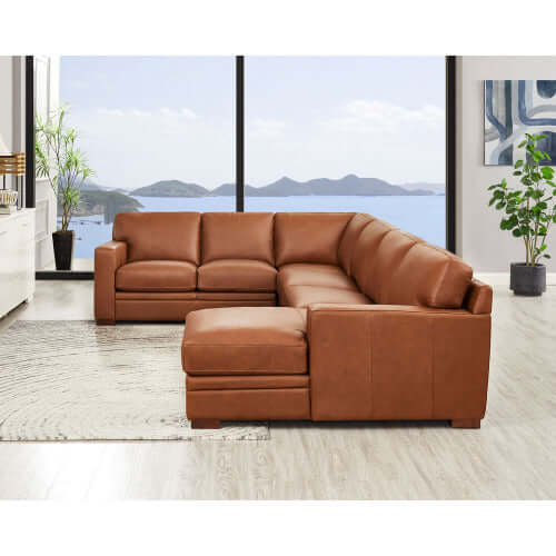 Dillon MCM Leather Chaise Corner Sectional 136