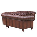 English Chesterfield Tufted Leather Symmetrical Corner Sectional 108'