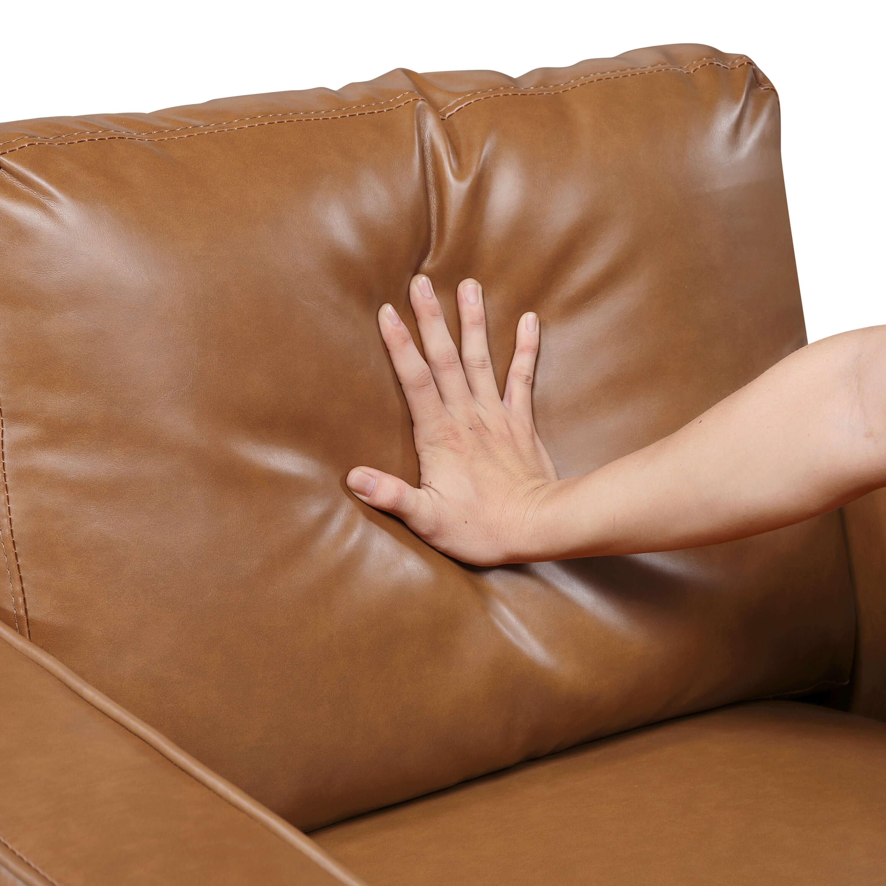 MCM Brown Faux Leather Upholstered Armchair