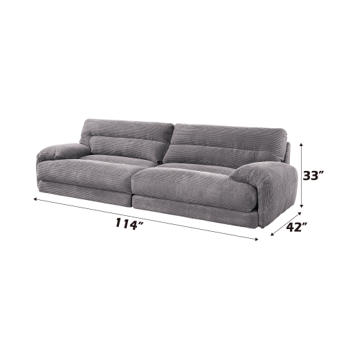 Cadenza Contemporary Gray Corduroy Sofa