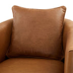 Jasmine Top Grain Brown Leather Swivel Accent Chair