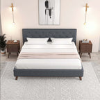 Graceville Tufted Fabric Upholstered Platform Bed Frame (4 Colors)