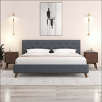 Graceville Tufted Fabric Upholstered Platform Bed Frame (4 Colors)