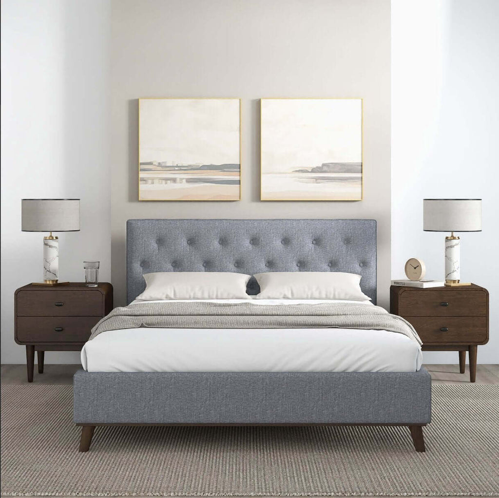 Graceville Tufted Fabric Upholstered Platform Bed Frame (4 Colors)