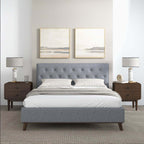 Graceville Tufted Fabric Upholstered Platform Bed Frame (4 Colors)
