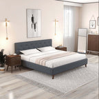 Graceville Tufted Fabric Upholstered Platform Bed Frame (4 Colors)