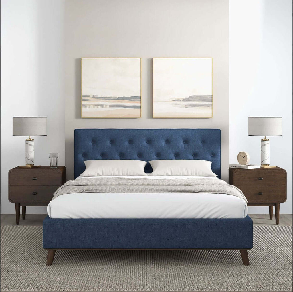 Graceville Tufted Fabric Upholstered Platform Bed Frame (4 Colors)