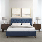 Graceville Tufted Fabric Upholstered Platform Bed Frame (4 Colors)