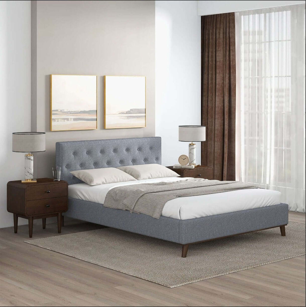 Graceville Tufted Fabric Upholstered Platform Bed Frame (4 Colors)