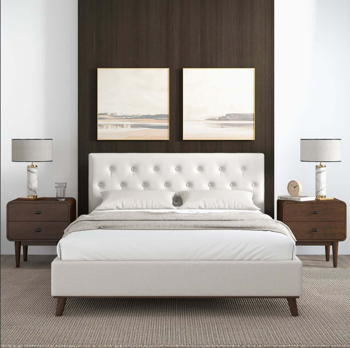 Graceville Tufted Fabric Upholstered Platform Bed Frame (4 Colors)