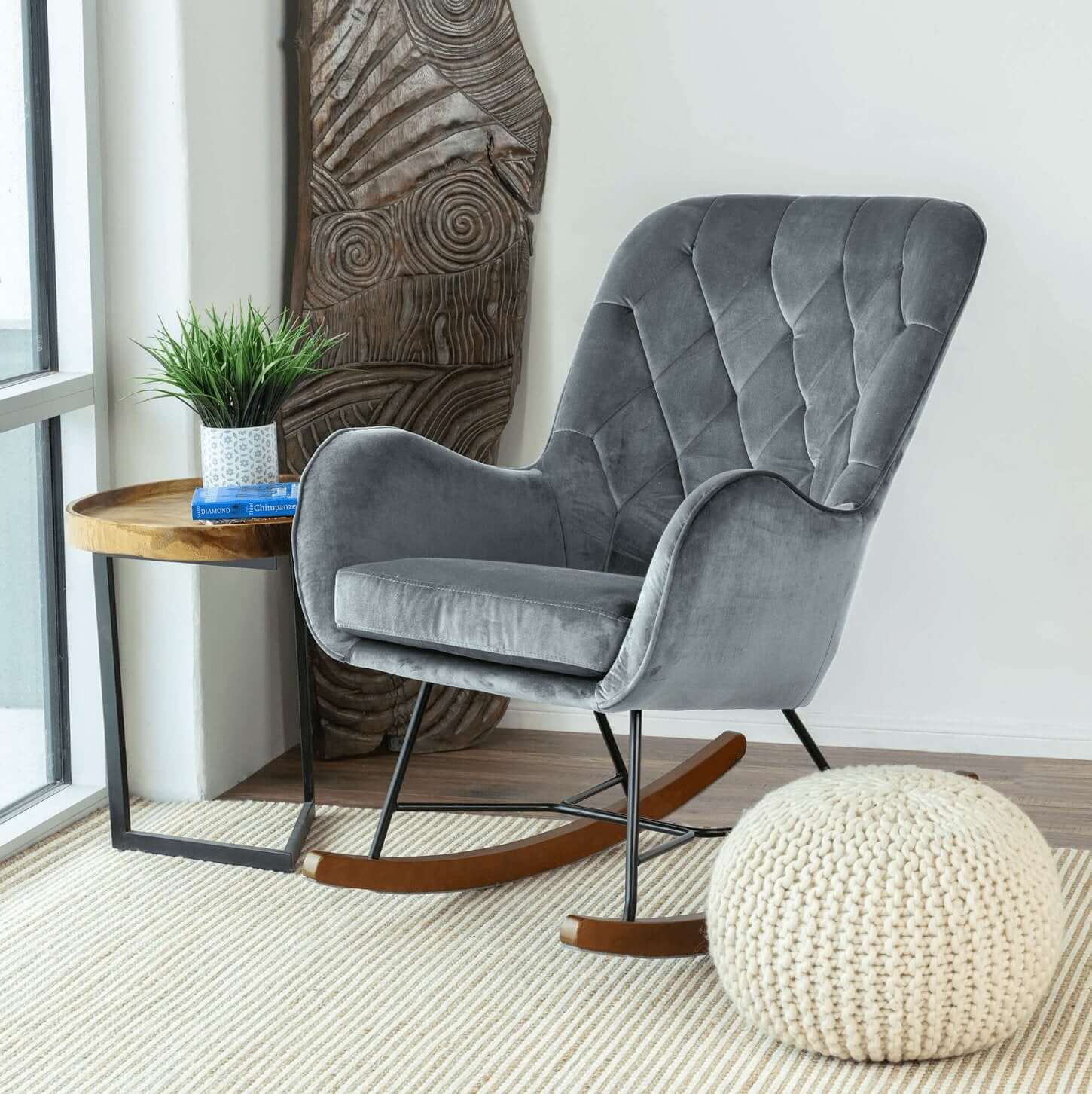 Hannah Classic Tufted Velvet Rocking Chair (4 Colors)