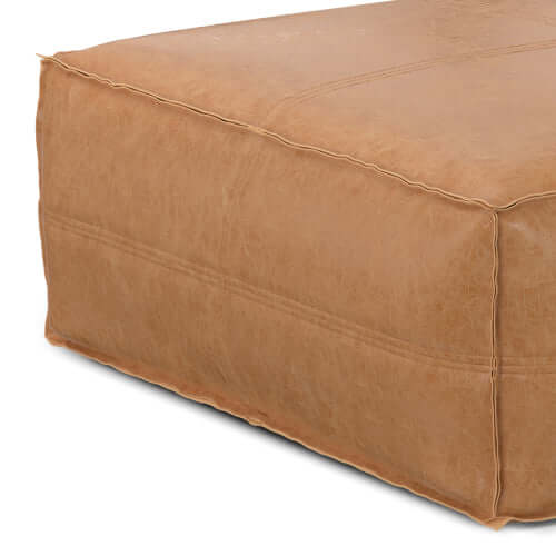 Brody Large Square Brown Faux Leather Ottoman 36W (2 Colors)