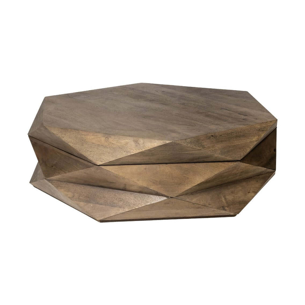 Hexagonal Solid Wood Coffee Table With Storage 48