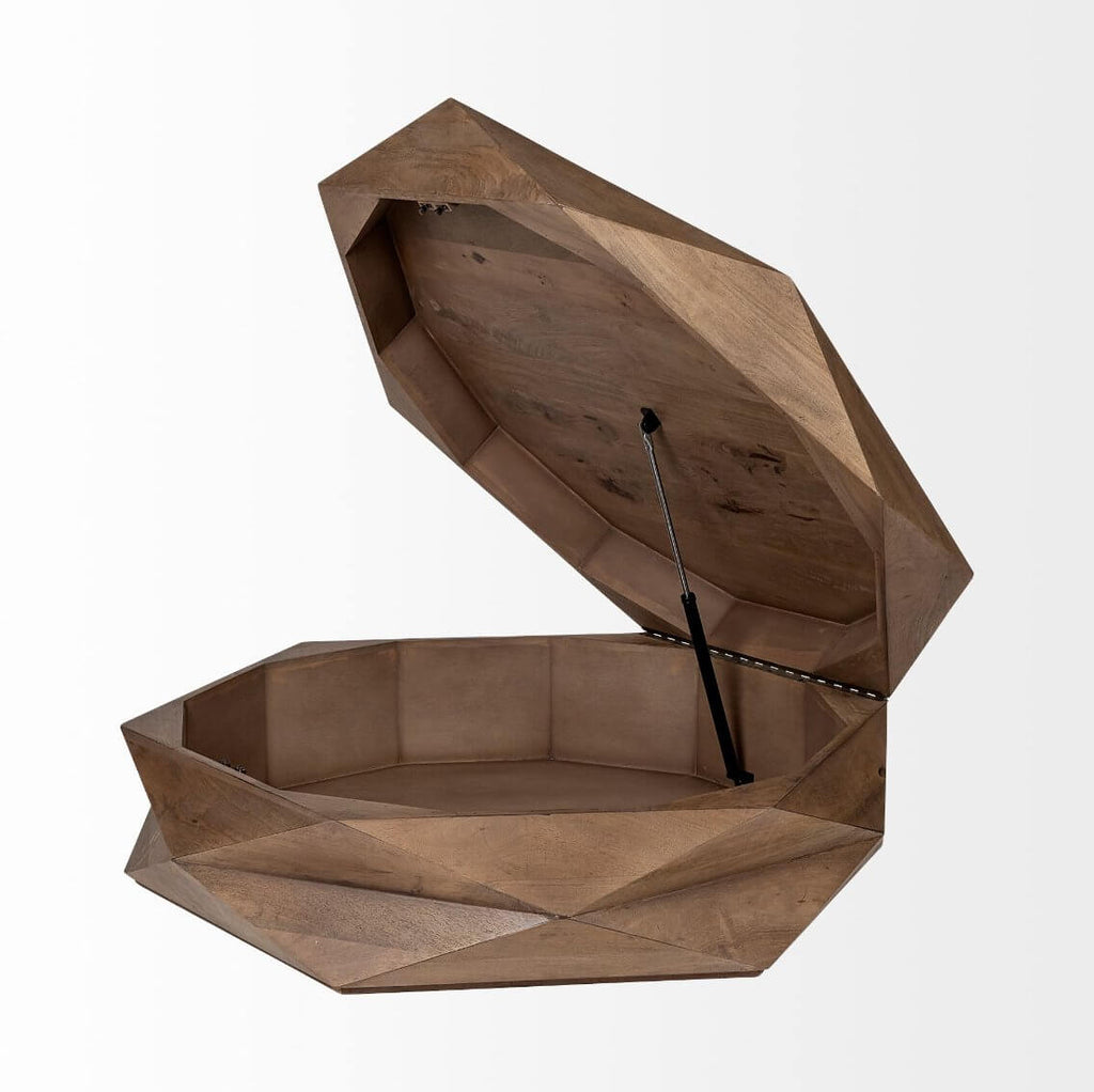 Hexagonal Solid Wood Coffee Table With Storage 48