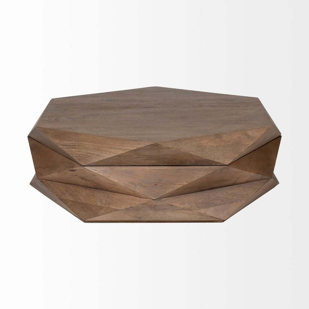 Hexagonal Solid Wood Coffee Table With Storage 48