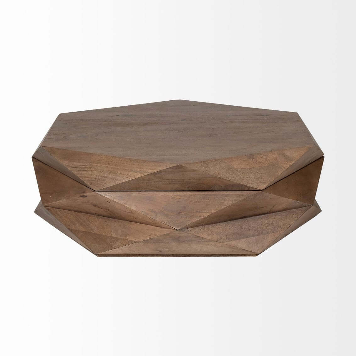 Hexagonal Solid Wood Coffee Table With Storage 48
