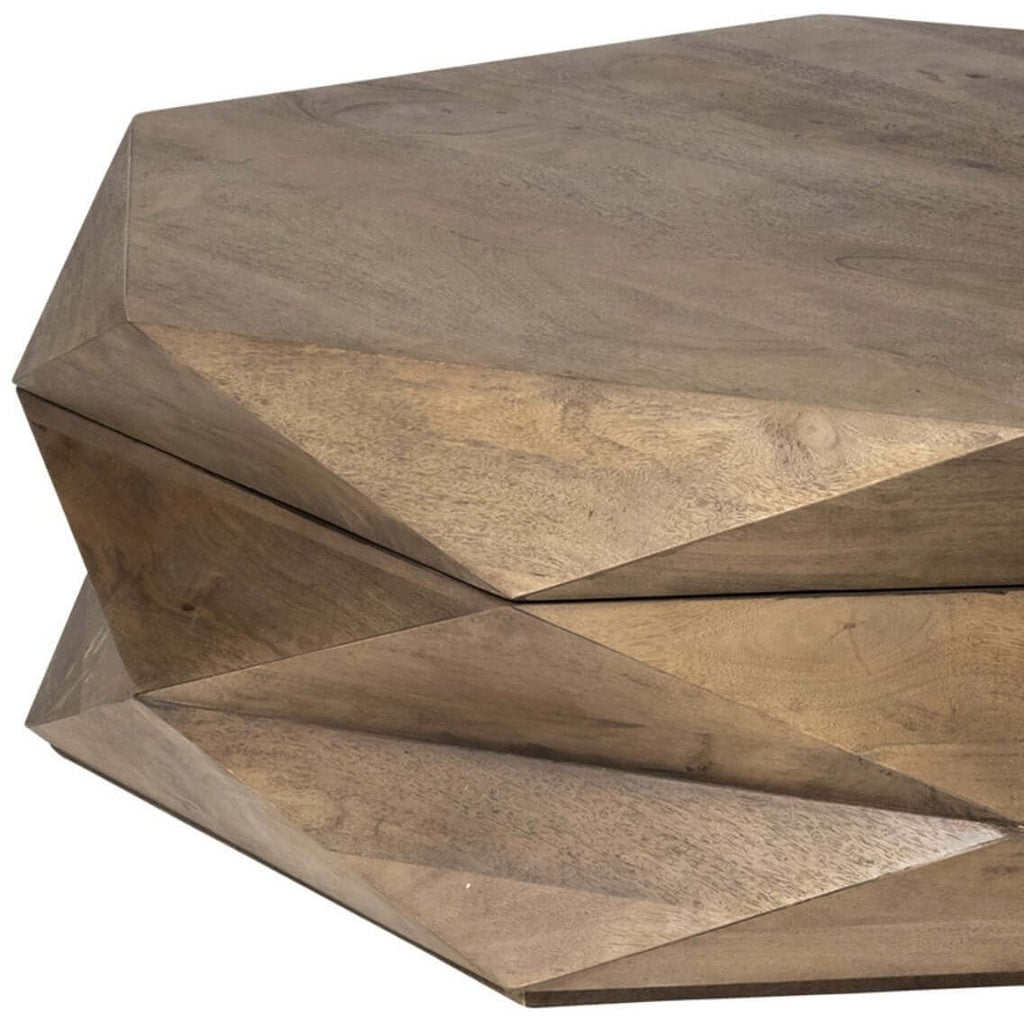Hexagonal Solid Wood Coffee Table With Storage 48