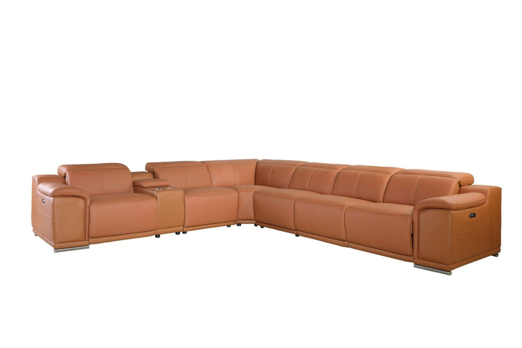 Italian Leather Power-Reclining Corner Sectional Sofa (Various Size and Colors)