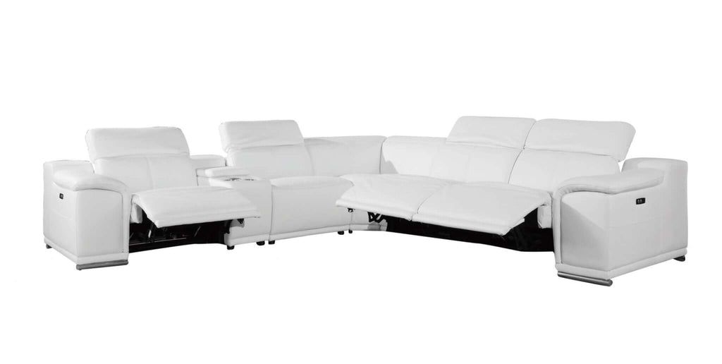Italian Leather Power-Reclining Corner Sectional Sofa (Various Size and Colors)