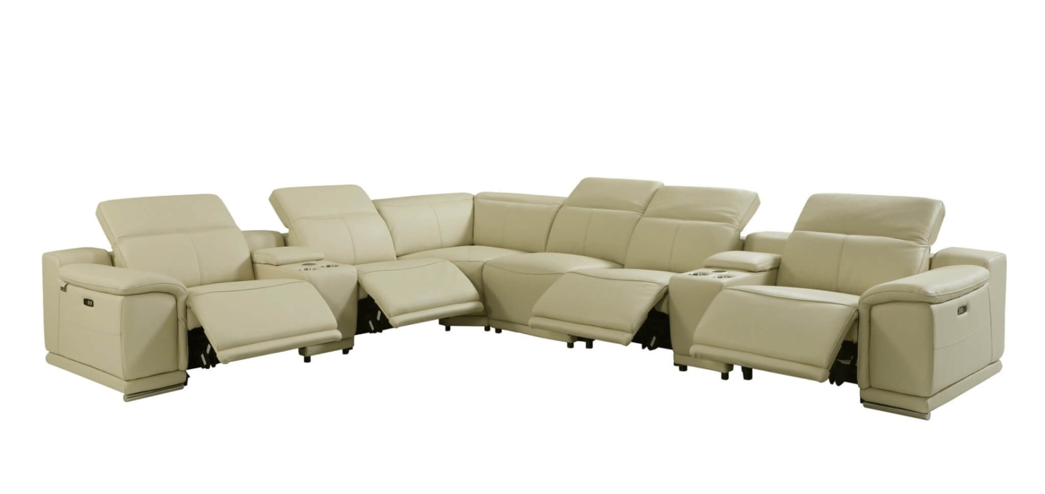 Italian Leather Power-Reclining Corner Sectional Sofa (Various Size and Colors)