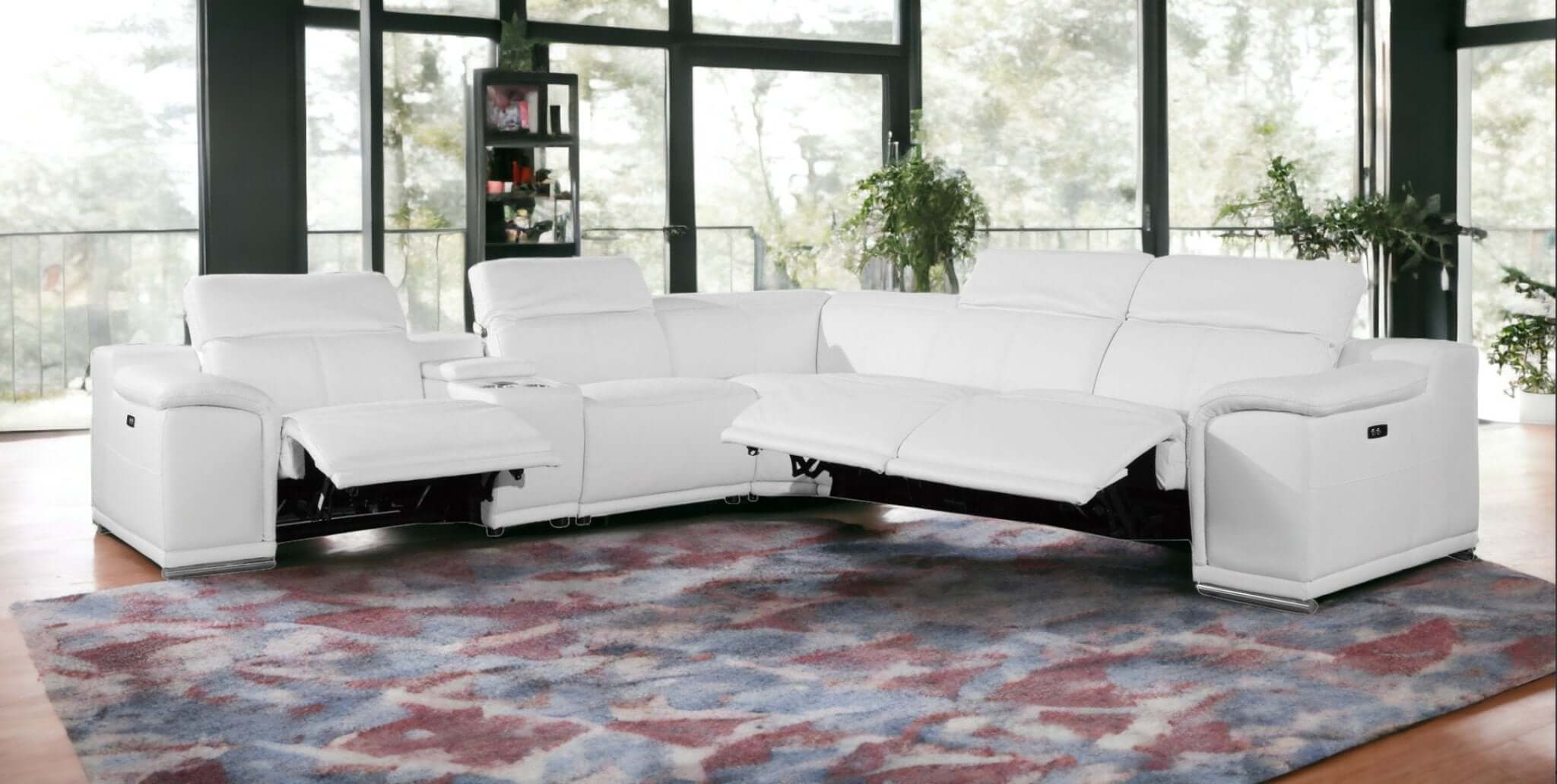 Italian Leather Power-Reclining Corner Sectional Sofa (Various Size and Colors)