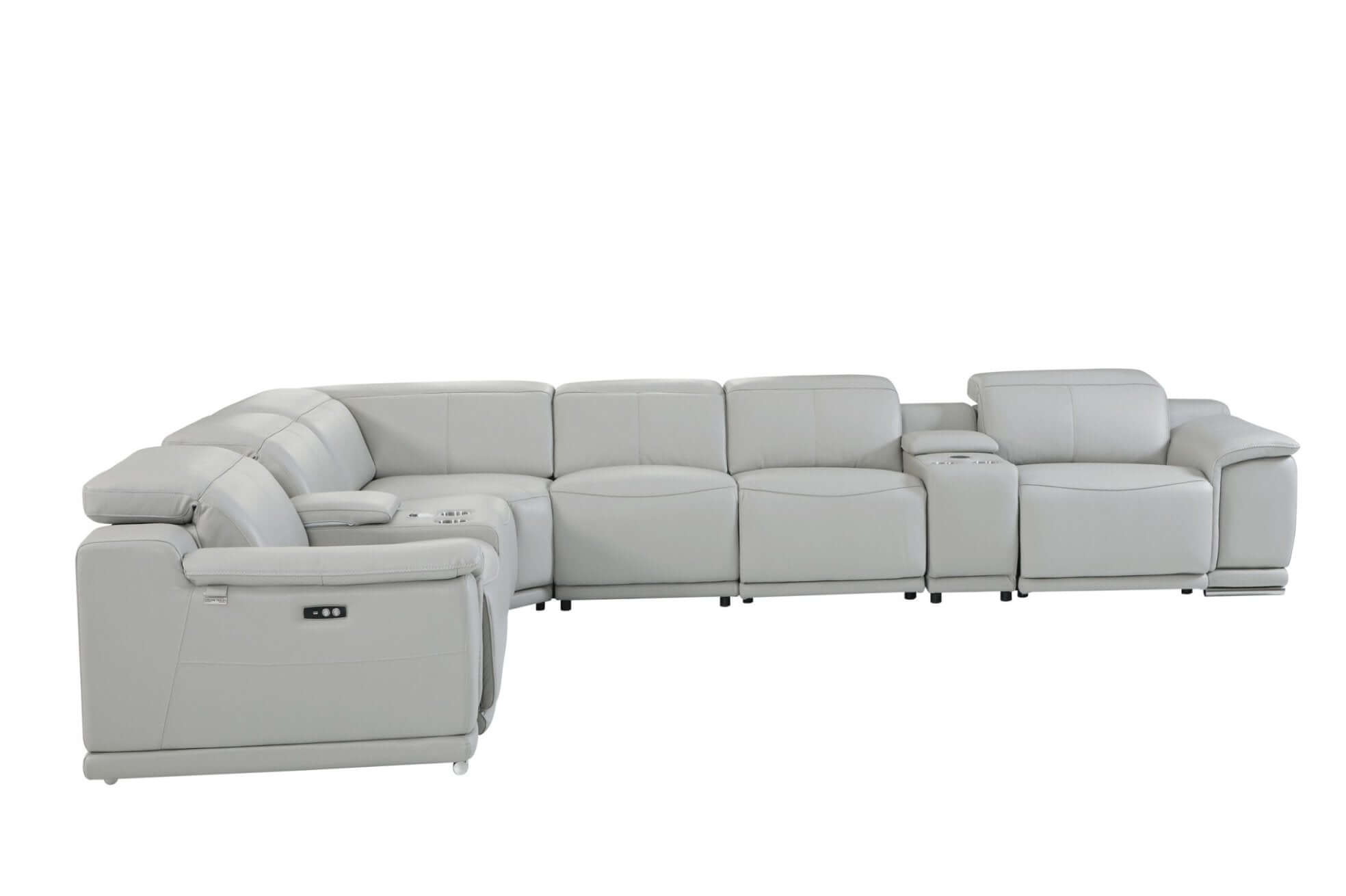 Italian Leather Power-Reclining Corner Sectional Sofa (Various Size and Colors)