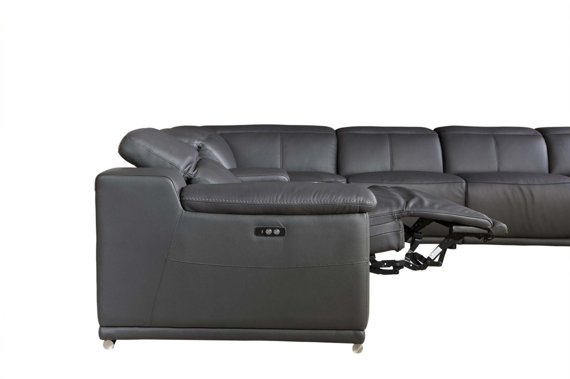 Italian Leather Power-Reclining Corner Sectional Sofa (Various Size and Colors)