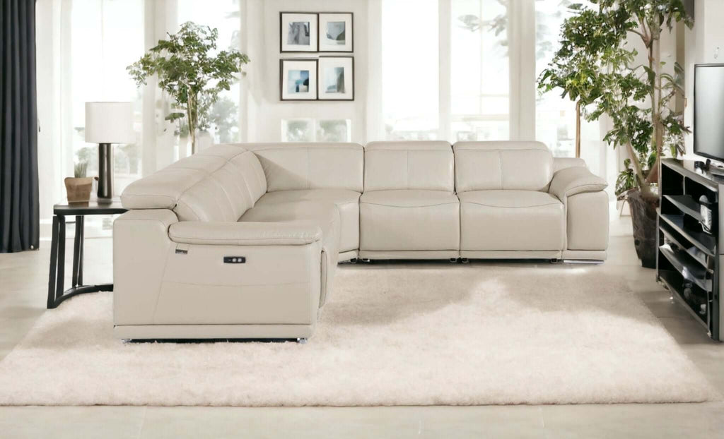 Italian Leather Power-Reclining Corner Sectional Sofa (Various Size and Colors)
