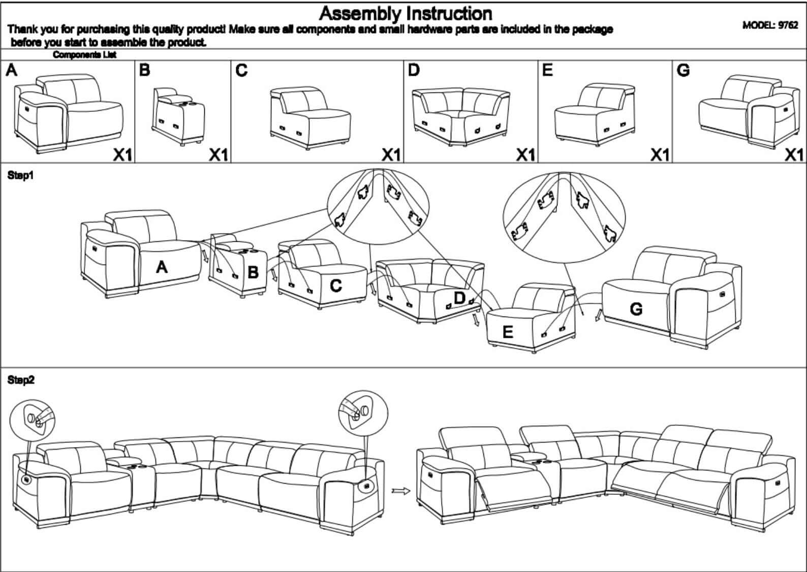 Italian Leather Power-Reclining Corner Sectional Sofa (Various Size and Colors)