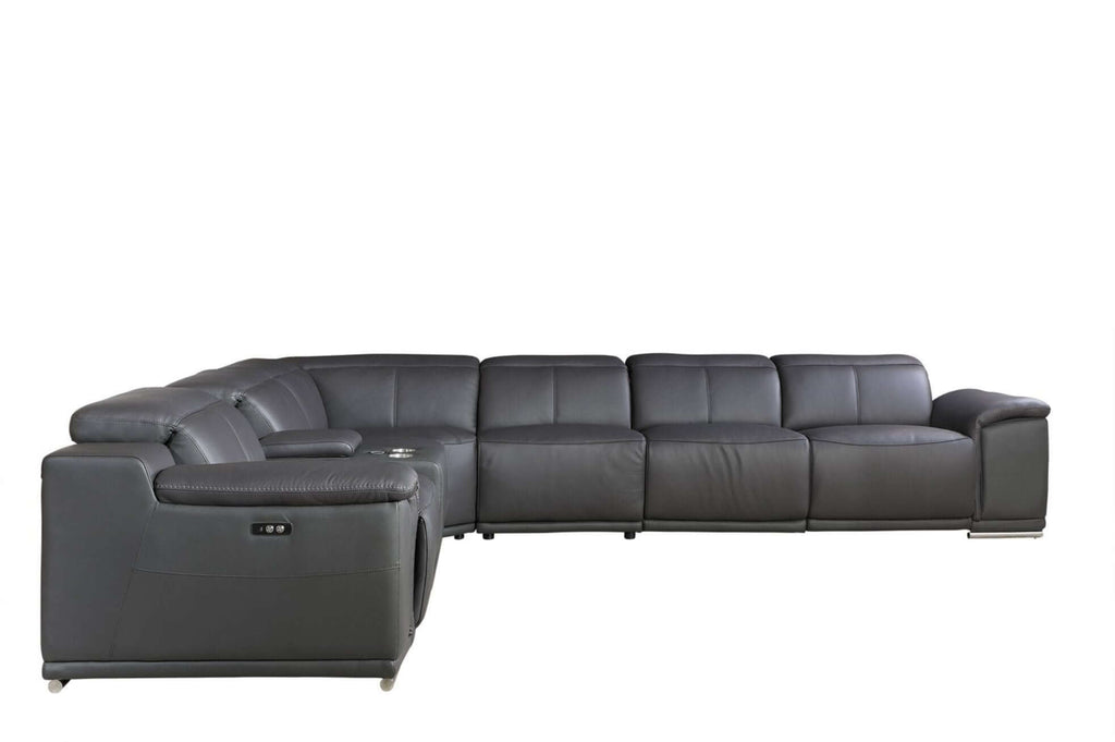 Italian Leather Power-Reclining Corner Sectional Sofa (Various Size and Colors)