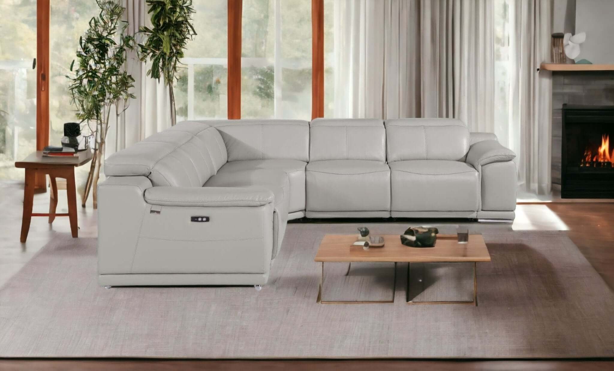 Italian Leather Power-Reclining Corner Sectional Sofa (Various Size and Colors)