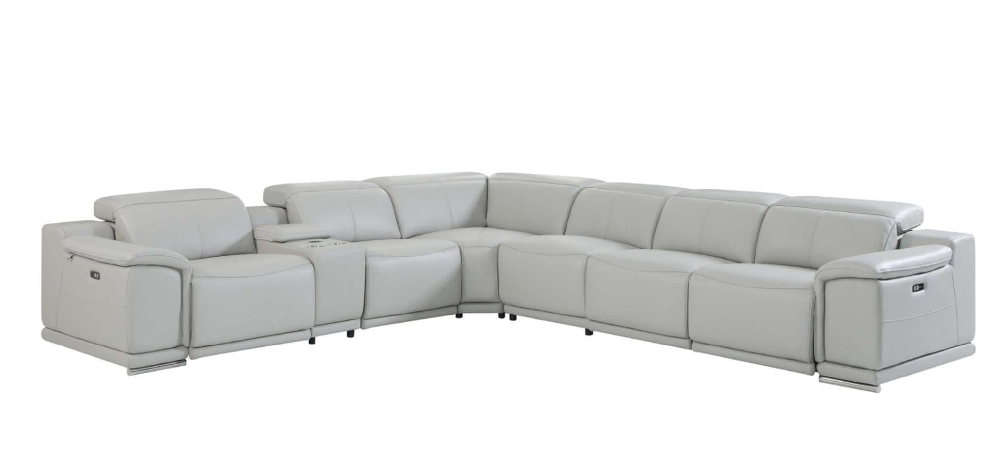 Italian Leather Power-Reclining Corner Sectional Sofa (Various Size and Colors)