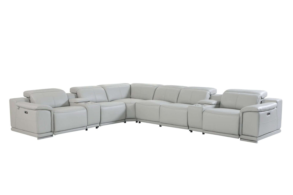 Italian Leather Power-Reclining Corner Sectional Sofa (Various Size and Colors)